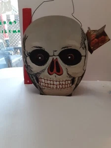 Ältere Bethany Lowe Halloween 2-seitige Pappe Vintage Stil Totenkopf Laterne a - Bild 1 von 9