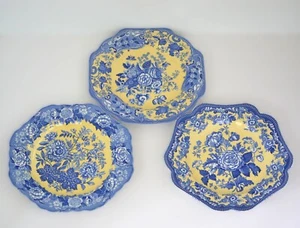 Spode Blue Room Garden Collection Plates Buffet Dessert Blue Yellow Set of 3 - Picture 1 of 10