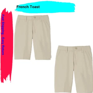 French Toast Youth Boy's 2-Pack Performance Uniform Shorts, Khaki, Sz-8 - Picture 1 of 2