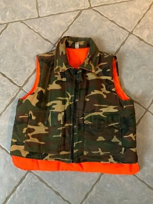 Sports Afield Hunting Vest Men’s XL Reversible Camo Blaze Orange Vintage - Image 1 of 4