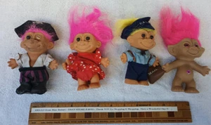 4 USED Russ brand troll dolls * from 1980s 1990s * Pirate * Mailman 3 w outfits - Imagen 1 de 13