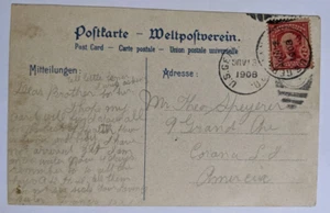 US-German Sea P.O.--Corona, LI, NYC, US/2-C. US/PC of Ship/Upside Down CDS!/1908 - Picture 1 of 2