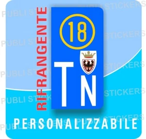 1 ADESIVO TARGA MOTO RIFRANGENTE CON ANNO E PROVINCIA DI TRENTO - TUNING, STEMMA - Picture 1 of 1