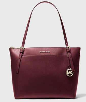 New Michael Kors Voyager Large Saffiano Leather Top Zip Tote Bag Merlot - Image 1 of 3