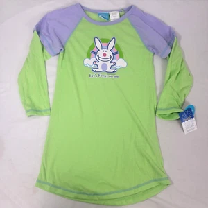 It's Happy Bunny Girl's Vintage Nightgown Gown Purple Green Let's Focus Me 6 6X - Picture 1 of 6