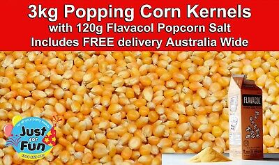 3kg Premium Bulk Popping Corn Kernels With 120g Flavacol Salt FREE DELIVERY • 28.50$