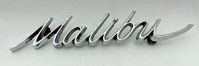 1966 1967 Malibu Emblem Quarter Panel Badge Nameplate Trim Molding Script - Image 1 of 4