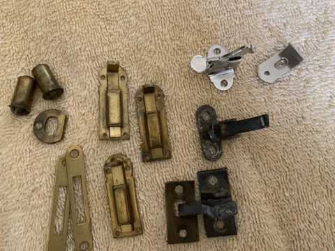 Small vintage door latches and locks and two bullot closers Cover