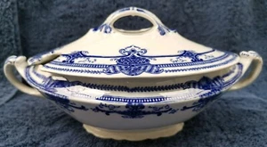 Antique W Adams & Co Semi-Porcelain Soup Tureen, "Athens" Pattern - Picture 1 of 12
