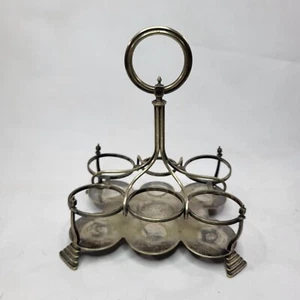 Antiguo estante de especias plateado tarro carrito de bebidas 6 lugares - Imagen 1 de 8