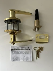 Polished Brass Privacy Bed and Bath Door Lever Handle Lock set for Mobile Home - Picture 1 of 3