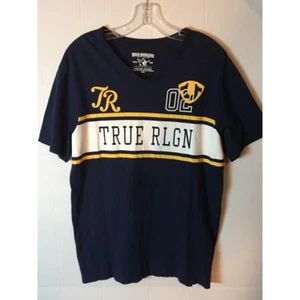 Camiseta True Religion Logotipo Caja Rayas Para Mujer M Negra Sólida Manga Corta Cuello en V - Imagen 1 de 5