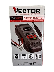 VECTOR 500 Watt Power Inverter, Dual Power Inverter, Two USB Charging Ports - Picture 1 of 4