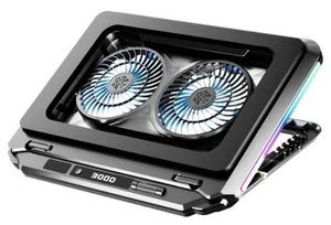 Twin Turbo Pressure Air Notebook Cooler,RGB Gaming Atmosphere Light Multi-Ang... - Picture 1 of 8