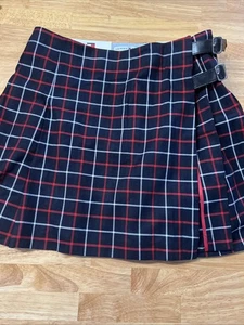 Gonna vintage nuova con etichette Tommy Hilfiger tartan rosso a quadri preppy Y2K Holiday Juniors taglia 12 - Foto 1 di 14