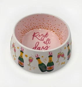 Tazón Haute Diggity para Perros Mascotas con Rosado Todo el Día Woof Clicquot Rosa Champagne Diseño - Imagen 1 de 7