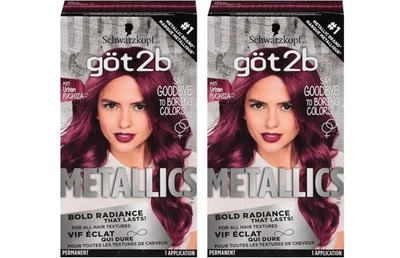 Color de cabello permanente Schwarzkopf Got2b Metallics, M85 Urban Fucsia, paquete de 2 Foto 1 de 4