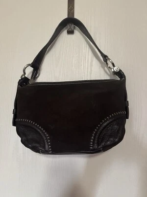 Bolso de Hombro Hobo Donald Pliner Marrón Gamuza y Cuero Correa Ancha Foto 1 de 4