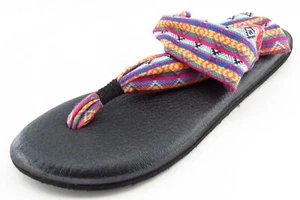 Sanuk Size 8 M Multicolor T-Strap Fabric Women Sandal Shoes - Picture 1 of 6