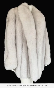 Norwegian FOX Fur Coat, Ivory Bridal Bolero Jacket, White Winter Wedding Gift - Picture 1 of 8