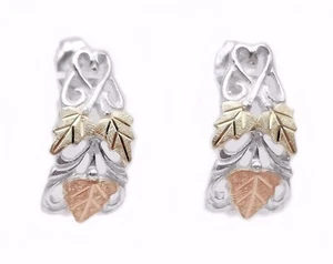 Black Hills Gold Sterling Silver Half Hoop Lace Earrings FAST SHIPPING - Picture 1 of 4