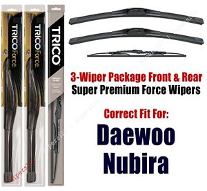 Hi-Performance Wipers 3pk Front+Rear fit 2000-2002 Daewoo Nubira 25200x2/30150