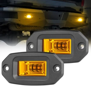 2x 4" Amber Flush Mount LED Pods Work Light Bar Flood Driving Reverse Offroad 5" - Bild 1 von 14