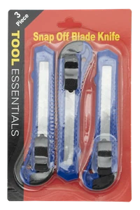 Tool Essentials 3pc Snap Off Blade Utility Knife, Blue, Black, or Red - Picture 1 of 3