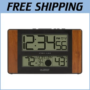 Elegant Atomic Digital Clock with Indoor/Outdoor Temperature Display - 6.61" H - Picture 1 of 10