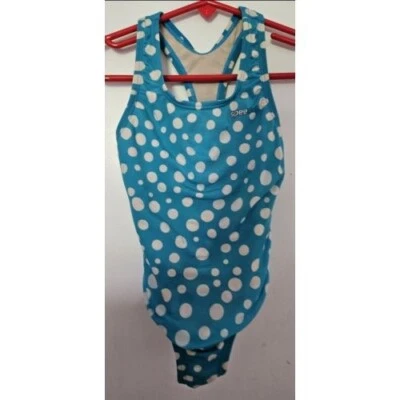 * SPEEDO Blue Polka Dot Racer Back One Piece Bathing Suit Girls Size 4 - Image 1 of 4