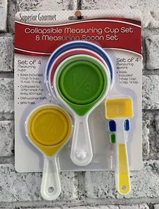Superior Gourmet 8 piece Collapsible Measuring Cup Set & Measuring Spoon Set - Picture 1 of 13