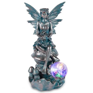 12.2 Inch Large Fairy Angel Garden Statue Outdoor With Solar Lights Resin Vintag - Picture 1 of 9