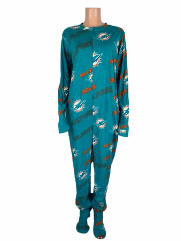 NFL Keystone Unisex Union Suit with Cinch Bag Jumpsuit Dolphins Small Cover