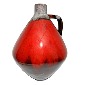 Vaso ceramica canadese vintage con manico argilla smaltata rossa made in Canada - Foto 1 di 8