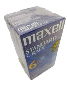 Maxell VHS Video Cassette Tapes 6 Hour Standard Grade T-120 Sealed 4 Pack - Picture 1 of 4