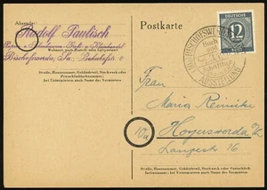 Tarjeta de matasellos especial exposición filatélica Alemania Bischofswerda 1947 Sc#539 - Imagen 1 de 1