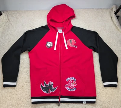 Fanatics Proline Hombre’s XL Rojo Negro Cremallera Completa Sudadera con Capucha Chaqueta Braves Bulldogs- LEER Foto 1 de 4