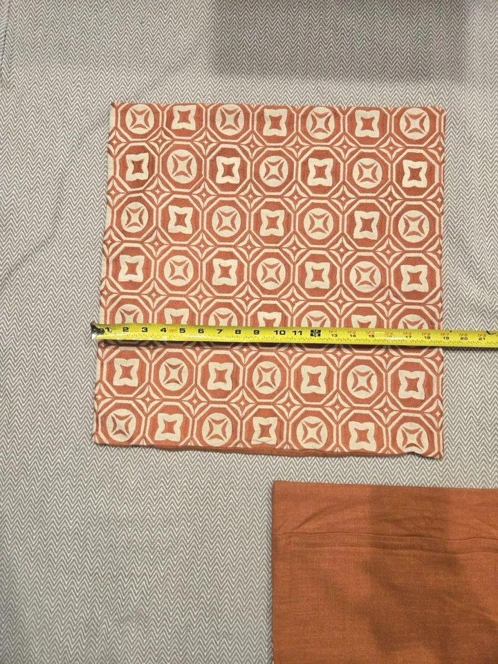 2 Crate & Barrel Throwpillow covers AKIN & SURI orge/wht19x19 83%Cotton 17%Linen - Image 1 of 4