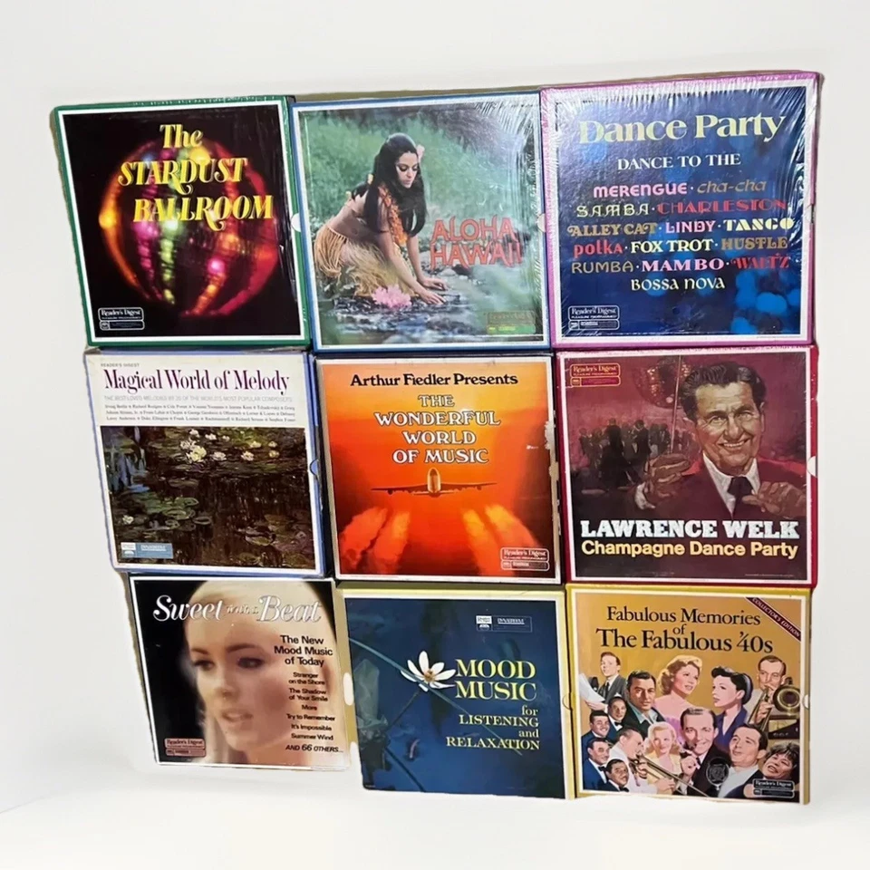 Lot of 9 Readers Digest Box Sets Aloha Hawaii, Lawrence Welk, 40s, Stardust - Image 1 of 1