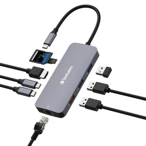 Verbatim USB-C Pro Multiport Hub 9 Ports,1 x HDMI, 1 x RJ45, 2 x USB-C 3.2 Gen2 - Picture 1 of 1