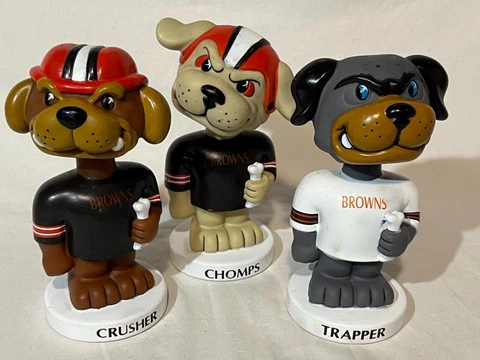 Cleveland Browns Bobblehead Lot Vintage Crusher Trapper Chomps Custom Edge Good Cover