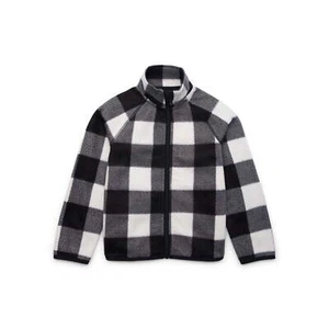 Wonder Nation Girls Microfleece Jacket, Size S (6-6X) Color Black N White Plaid - Picture 1 of 2