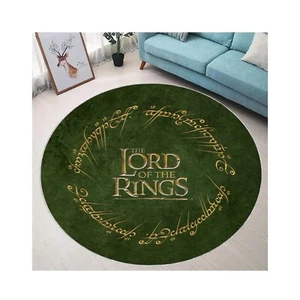 Lord Of The Rings Rug, Fantasy Round Carpet, Green Elvish Mat, Middle Earth Deco - Picture 1 of 11