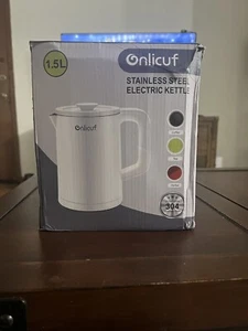 GOMYHOME Electric Kettle White 1.5L Stainless Steel Hot Water boiler Double - Picture 1 of 2