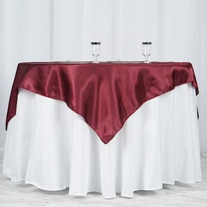 Burgundy SATIN 90x90" SQUARE TABLE OVERLAY Wedding Reception Supplies SALE - Picture 1 of 8