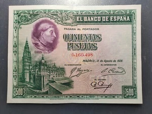 ESPAÑA 500 PESETAS 1928 CISNEROS EBC/EBC+ - Picture 1 of 2
