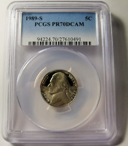 PCGS 1989-S PR70DCAM BETTER DATE 5c NICKEL BRIGHT NO TONING & NONE GRADED HIGHER Cover