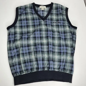 IZOD Men's Size Medium Blue & Green Plaid Nylon Pullover Sleeveless Golf Vest - Picture 1 of 8