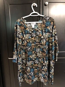 Anthony Richards XL 3/4 Arm Schwarz Blau Weiß Orange Multi Bluse Shirt Top - Bild 1 von 7