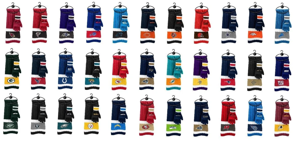  NFL Unisex Knit Scarf and Glove Holiday Gift Set w/ Hanger NEW - Image 1 of 1